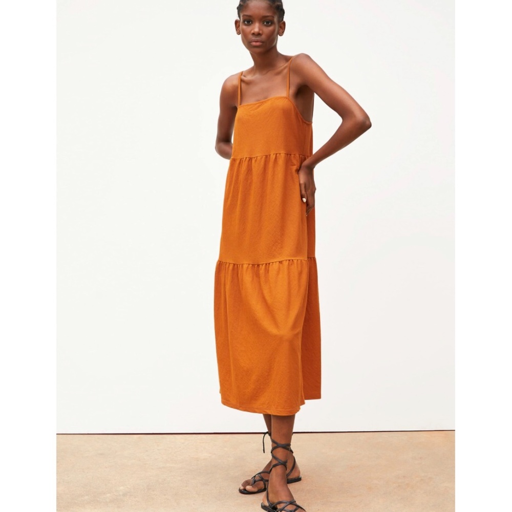Zara burnt orange strappy dress SMALL
